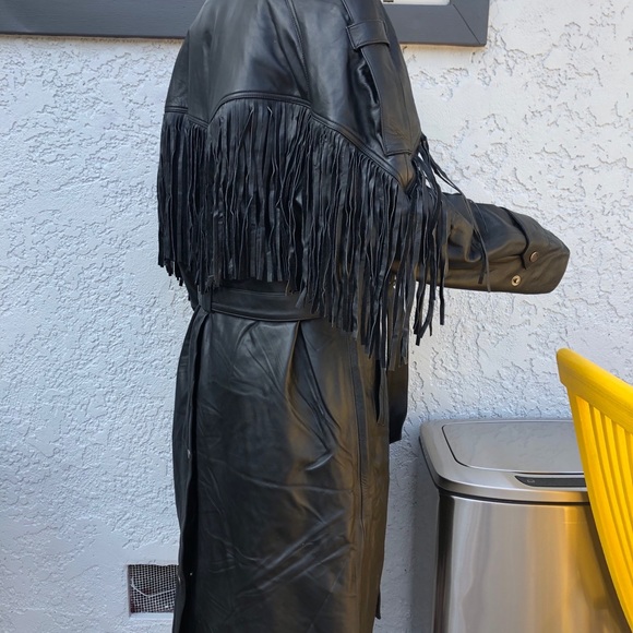 Leather jacket long  whith fringes - Picture 3 of 3